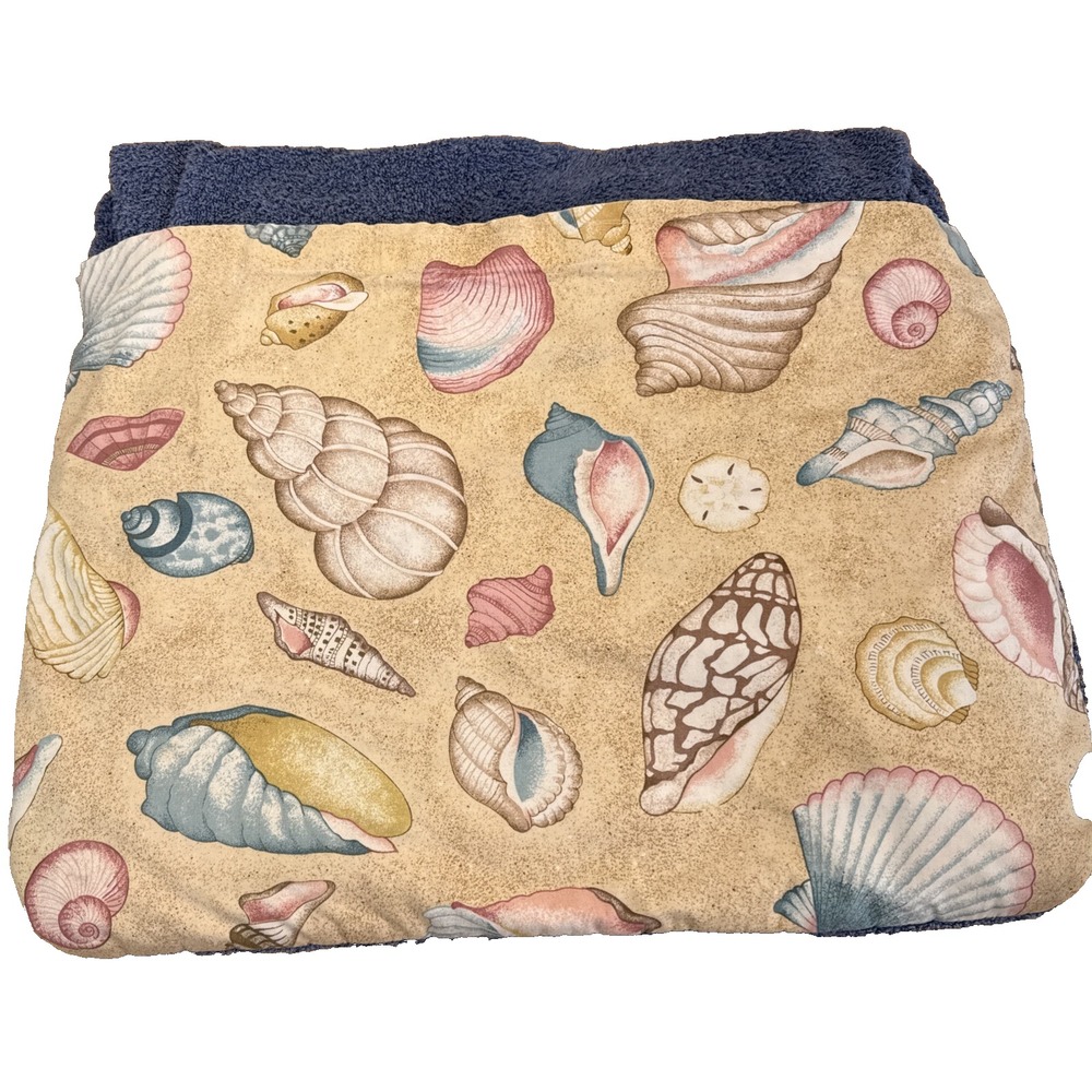 Set Of 2 Foldable Bag Beach Towels 34"x67" Seashells Blue - Picture 1 of 7